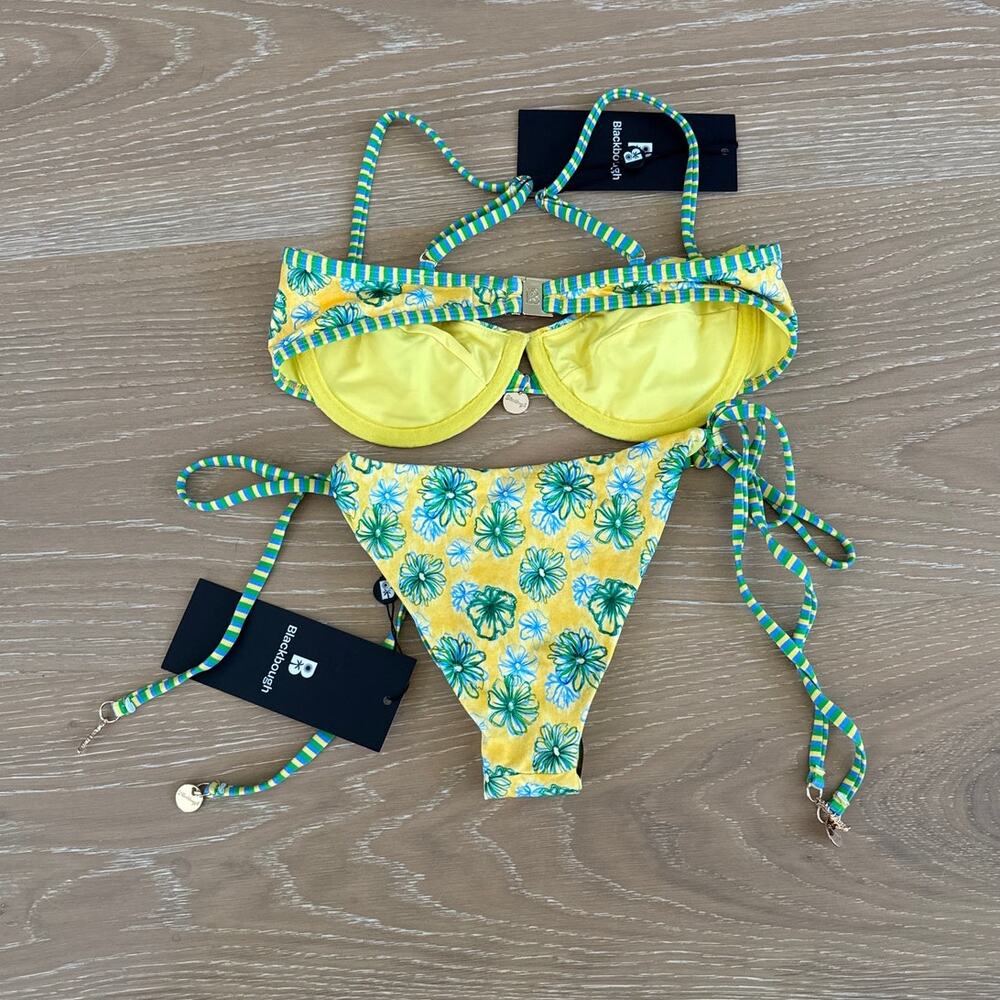 Blackbough Bikinis Simone & Maddy Triangle Bikini Agua Fresca Size XS in Yellow - Picture 3 of 4